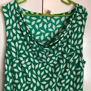 LOFT green and white leaf patterned dress